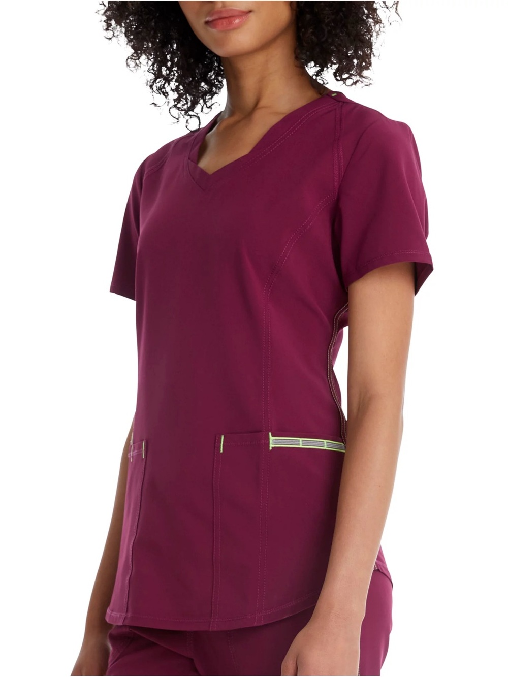SCRUBSTAR Ethical Fabric Reflective Neon V-Neck Contoured Scrub Top